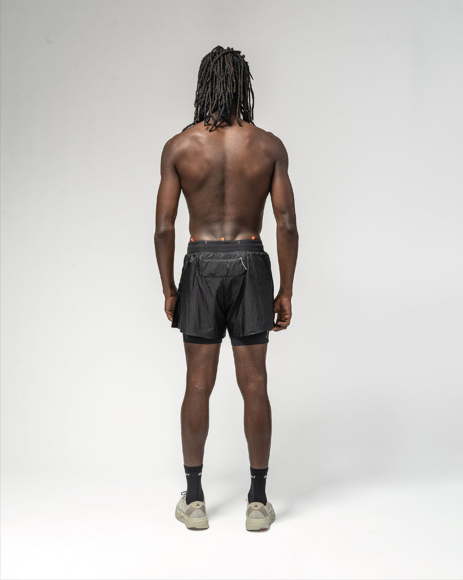 Pantalones cortos negros 2 en 1 para correr Adi365 H.Koumori de 5 pulgadas