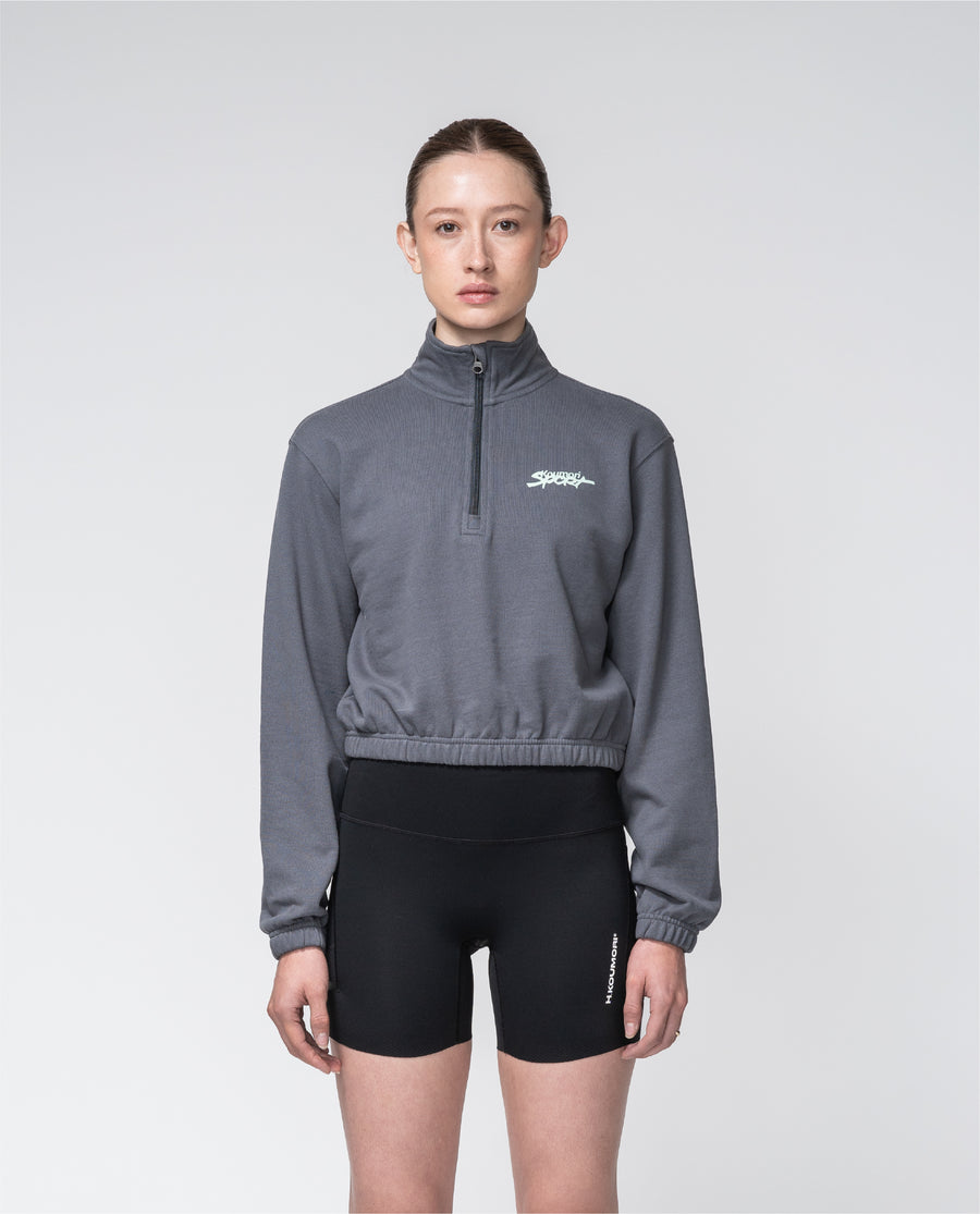 Chaqueta deportiva de media cremallera para mujer, color azul turbulento