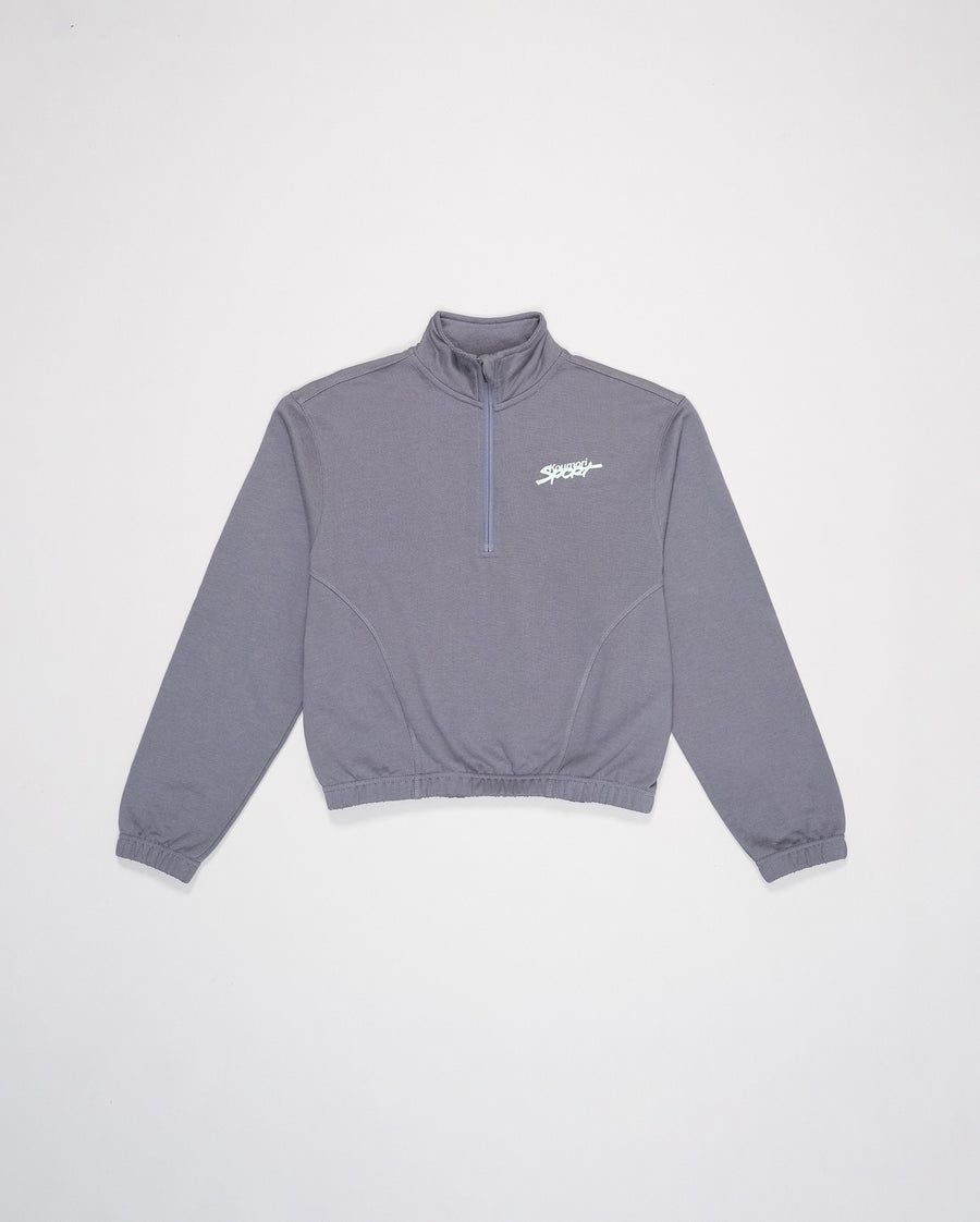 Chaqueta deportiva de media cremallera para mujer, color azul turbulento